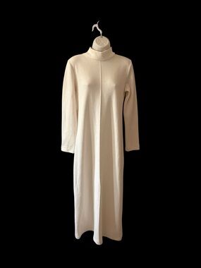 NWT Zara  Cream Mock Turtleneck Long Sleeve Maxi Dress
